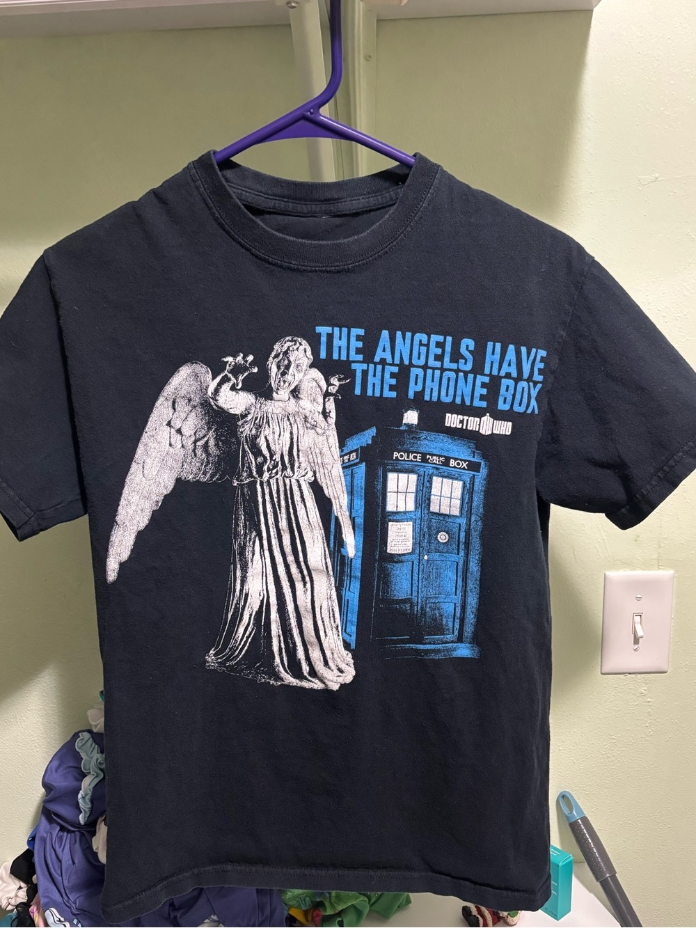 Doctor Who Black Graphic Tee - 'The Angels Have The Phone Box'